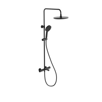 фото FO.301.KM.BLK.M Душевая колонна Fonte/Фонте на 3 потока с фикс.изливом с термостатическим смесителем, черный матовый КЕРАМА МАРАЦЦИ