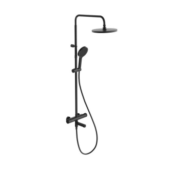 фото FO.302.KM.BLK.M Душевая колонна Fonte/Фонте на 3 потока с пов.изливом с термостатическим смесителем, черный матовый КЕРАМА МАРАЦЦИ