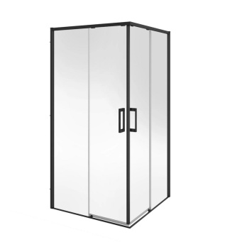 фото LN.100.SSD.BLK.M Душевой уголок Lindo/Линдо, раздв. с функц. soft close/плав. отк. и зак., квадр.,100х100х195, черный КЕРАМА МАРАЦЦИ