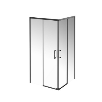 фото VE.100.SSD.BLK.M Душевой уголок Vetro/Ветро, раздвижной, квадратный, 100х100х195, матовый черный КЕРАМА МАРАЦЦИ