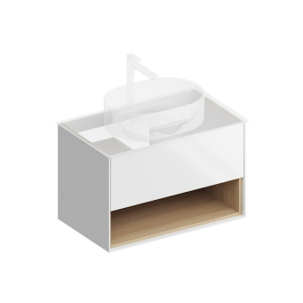 фото PLB.MN.80.1/WHT Тумба Plaza Modern/Плаза Модерн подвесная 80 белый 1 ящик + полка КЕРАМА МАРАЦЦИ